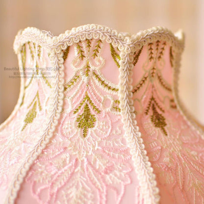 Vintage Pink Table Lamp Victorian Style Girls Bedside Table Lamp Fabric Shade French Country Retro Table Lamp