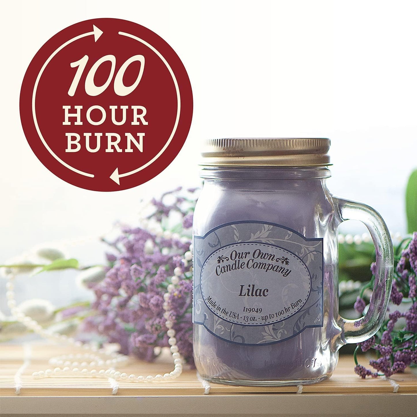 Our Own Candle Company, Fresh Peach Scented Mason Jar Candle, 100 Hour Burn Time, 13 Ounces