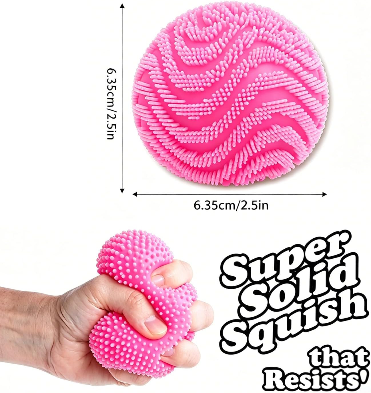 Fuzz Ball Squishy Stress Ball, Soft Fidget Squishy Fuzz Squeeze Ball, Squishy Ball Calming Tactile Grip for Focus & Relaxation (Pink)