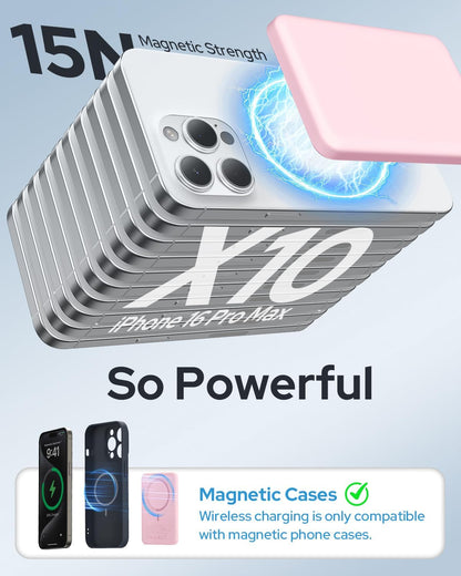 TRKOY for Magsafe Portable Charger, 5000mAh for Magsafe Power Bank with USB C Fast Charging,Travel Essential for Magnetic Battery Pack Wireless Compatible with iPhone 17/16/15/14/13/12 Series, Pink