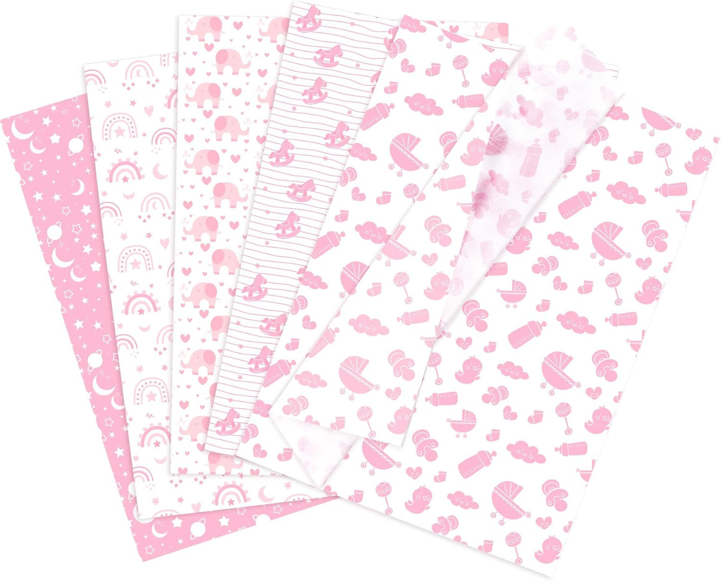 Larcenciel Tissue Paper, 50 Sheets Elephant Pink Tissue Paper for Gift Bags Gift Wrapping, Cute Baby Girl Design Art Gift Wrap for Baby Shower, Birthday, Anniversary, Craft, 19.7x13.8inch