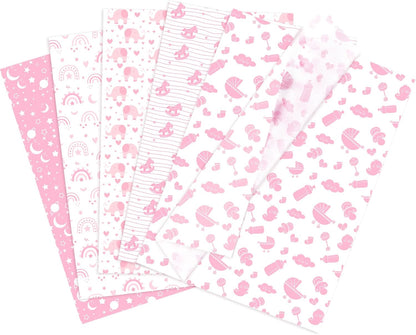 Larcenciel Tissue Paper, 50 Sheets Elephant Pink Tissue Paper for Gift Bags Gift Wrapping, Cute Baby Girl Design Art Gift Wrap for Baby Shower, Birthday, Anniversary, Craft, 19.7x13.8inch
