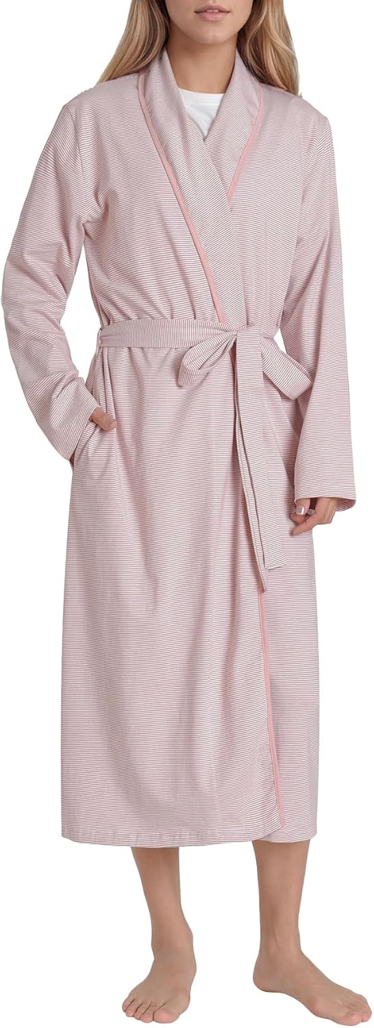 Latuza Women's Striped Cotton Robe Lightweight Long Bathrobe