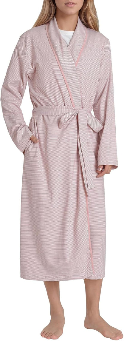 Latuza Women's Striped Cotton Robe Lightweight Long Bathrobe