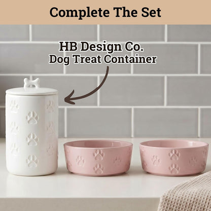 Ceramic Dog Bowl Set of 2 with Anti-Skid Base - 6.5" Wide x 2.5" Tall Ceramic Dog Bowls Medium Sized Dogs - 3.8 Cup Capacity Food and Water Bowls for Dogs - Rubber Bottom Pet Bowl Set of 2 Medium Size