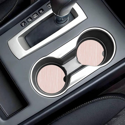 Light Pink Pastel Pattern Subtle Vertical Stripes Car Coasters for Cup Holders,2pcs Anti-Slip Ceramic Car Coasters with Finger Notch Car Accessories