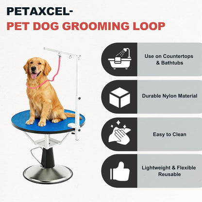 Pet Dog Grooming Loop, Dog Cat Safety Rope, Nylon Adjustable Groomer Helper Pet Grooming Loop Leash, (Pink, 2 Pcs), Intended for Small Medium Puppies/Bathing/Hair Cutting/Washing