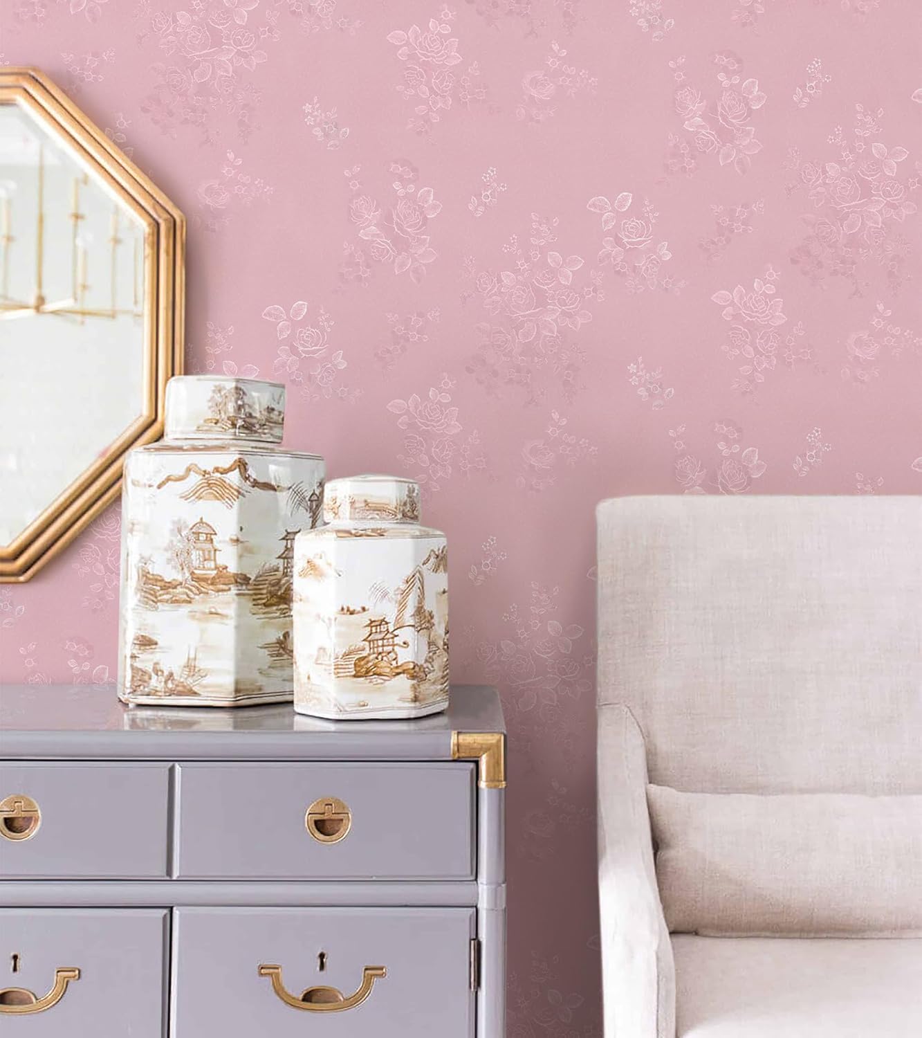 Pink Wallpaper Silk Embossed Floral Pink Contact Paper Peel and Stick 118inL 17.7inW Self Adhesive Wallpaper for Bedroom Kids Room Decor Nursery Textured Flower Contact Paper for Cabinets Liner