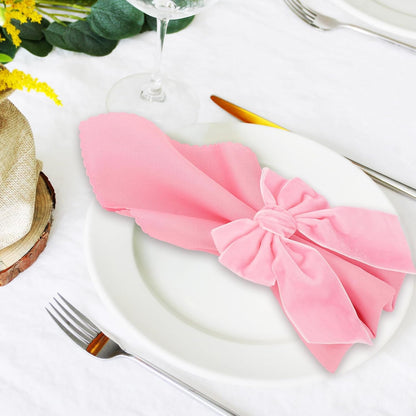 FYSUIMU 10Pcs Large Bow Napkin Rings Velvet Pink Bowknot Napkin Holder Chic Napkins Buckle Dinner Table Ring for Wedding Valentine’s Day Party Table Decor