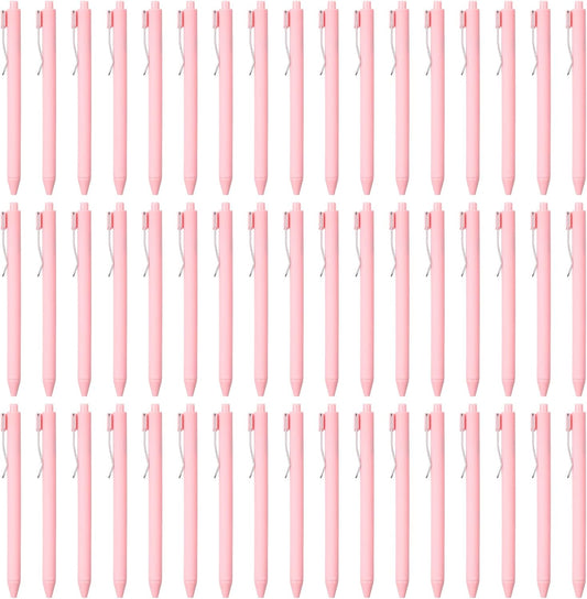 Sayglossy 50 Pcs Pink Ballpoint Pens Bulk Retractable Comfortable Writing Pens Cute Christmas Back to School Supplies in Medium Point 0.5 mm for Teacher Student Baby Shower