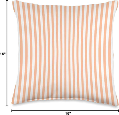 PEACH AND WHITE NARROW WIDTH STRIPES Throw Pillow