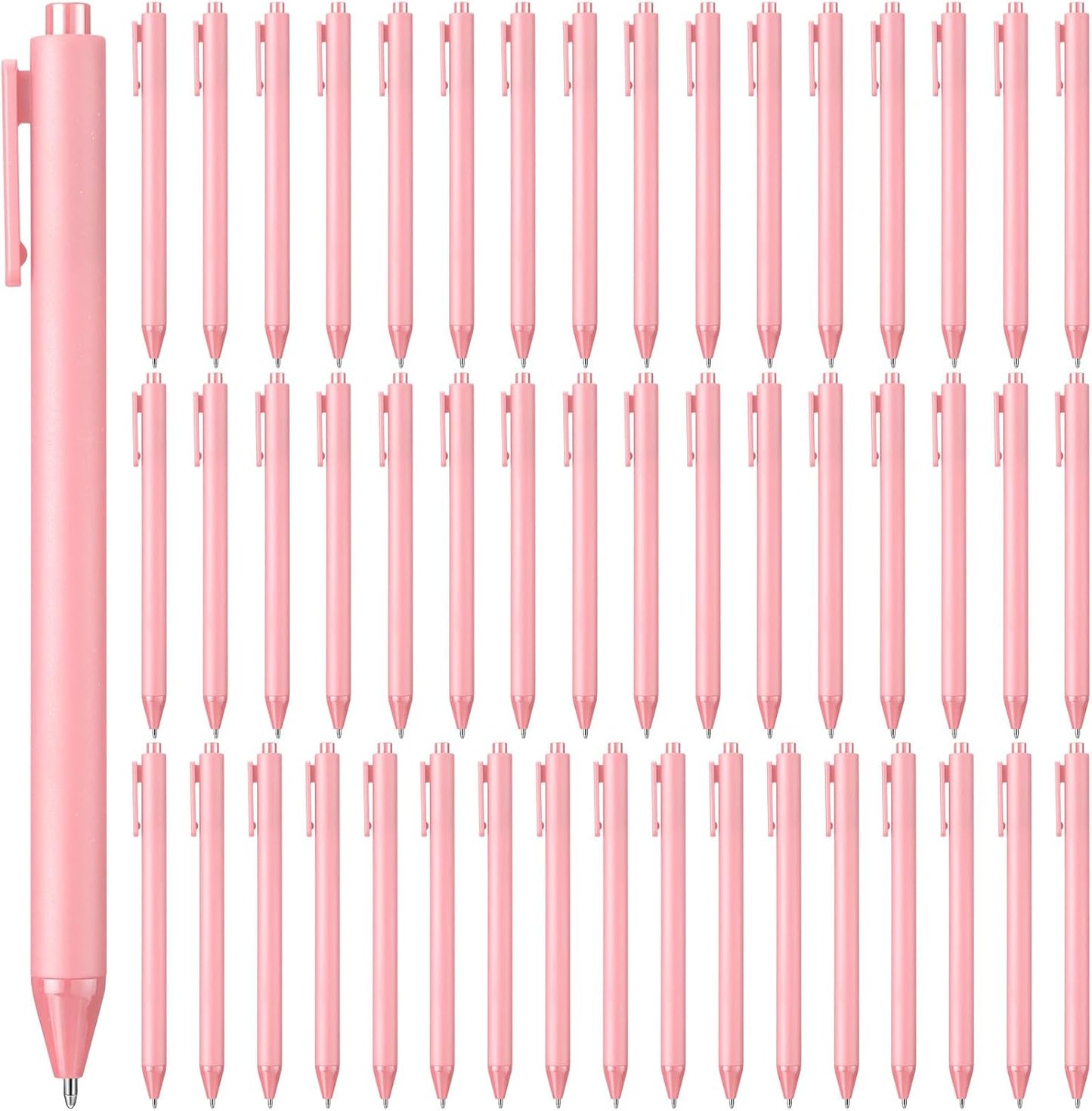 50 Pcs Ballpoint Pens Bulk Retractable Writing 1.0 mm Medium Point Black Ink Cute Pens Smooth Writing School Supplies for Teacher Students Employees Server Bridal Shower Baby Shower (Pink)