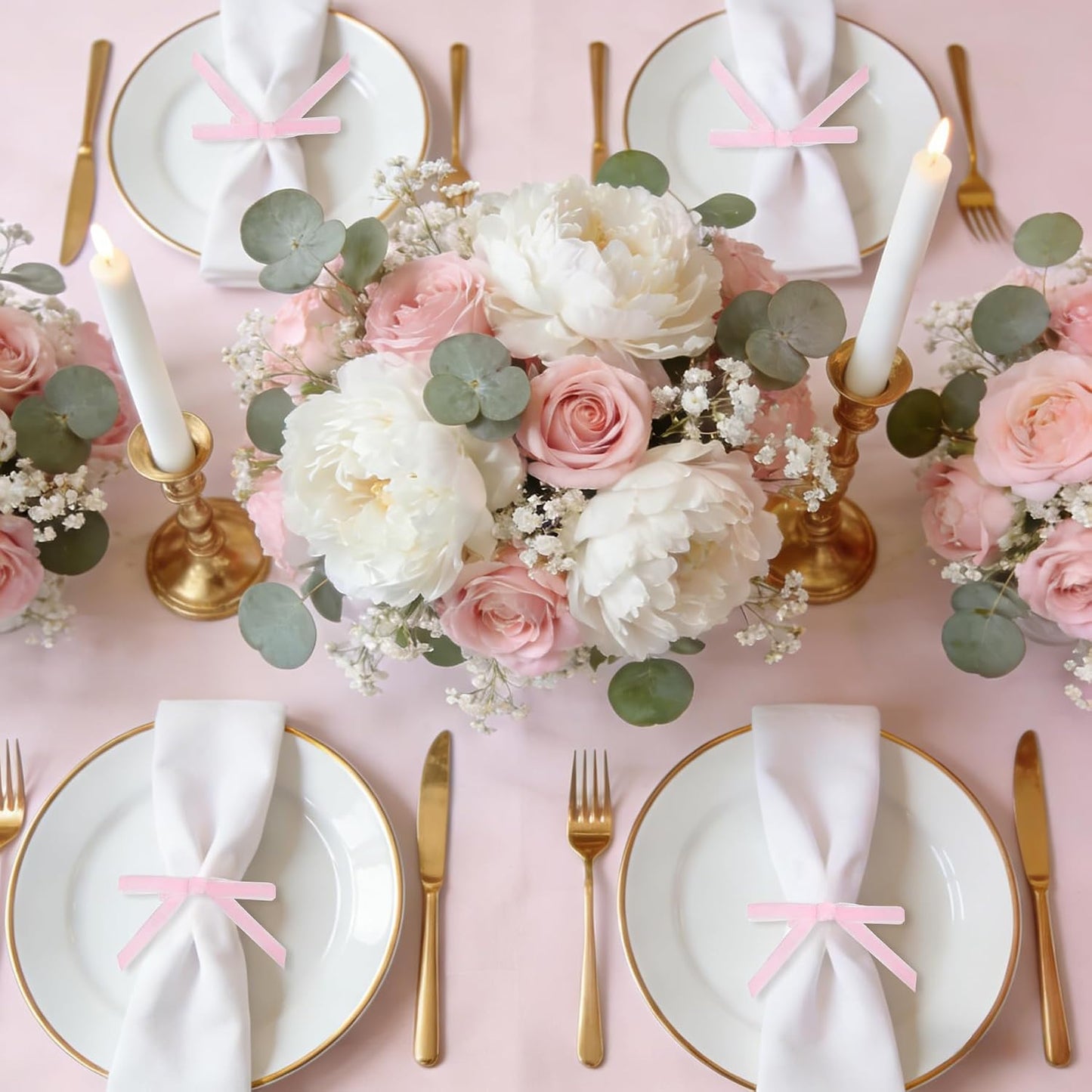 12 Pcs Pink Velvet Napkin Ring Weeding Bow Napkins Rings Holders Pink Chic Velvet Napkin Buckle for Holiday Birthday Dinner Baby Shower Party Table Decoration