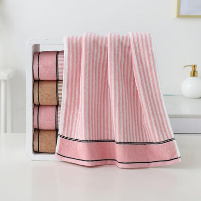 Pidada Hand Towels Set of 2 100% Cotton Striped Pattern Absorbent Soft Decorative Towel for Bathroom (Pink)