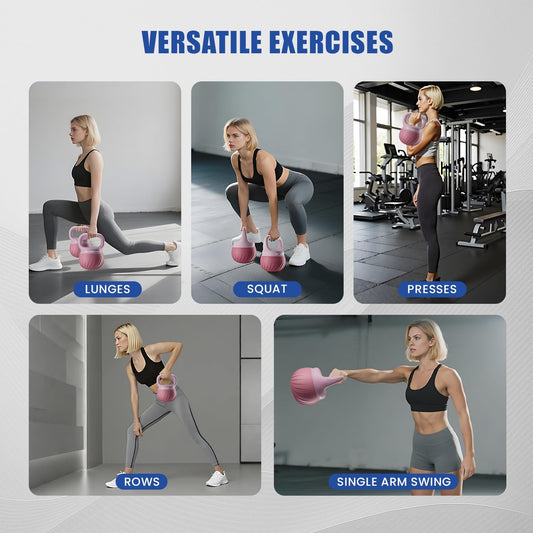 YYJO Soft Kettlebell - Shook Resistance Base Anti-Slip, Wide-Grip Handle 5/10/15 LBS Weights Strength and Safety for Women and Men Workout- Color Coded