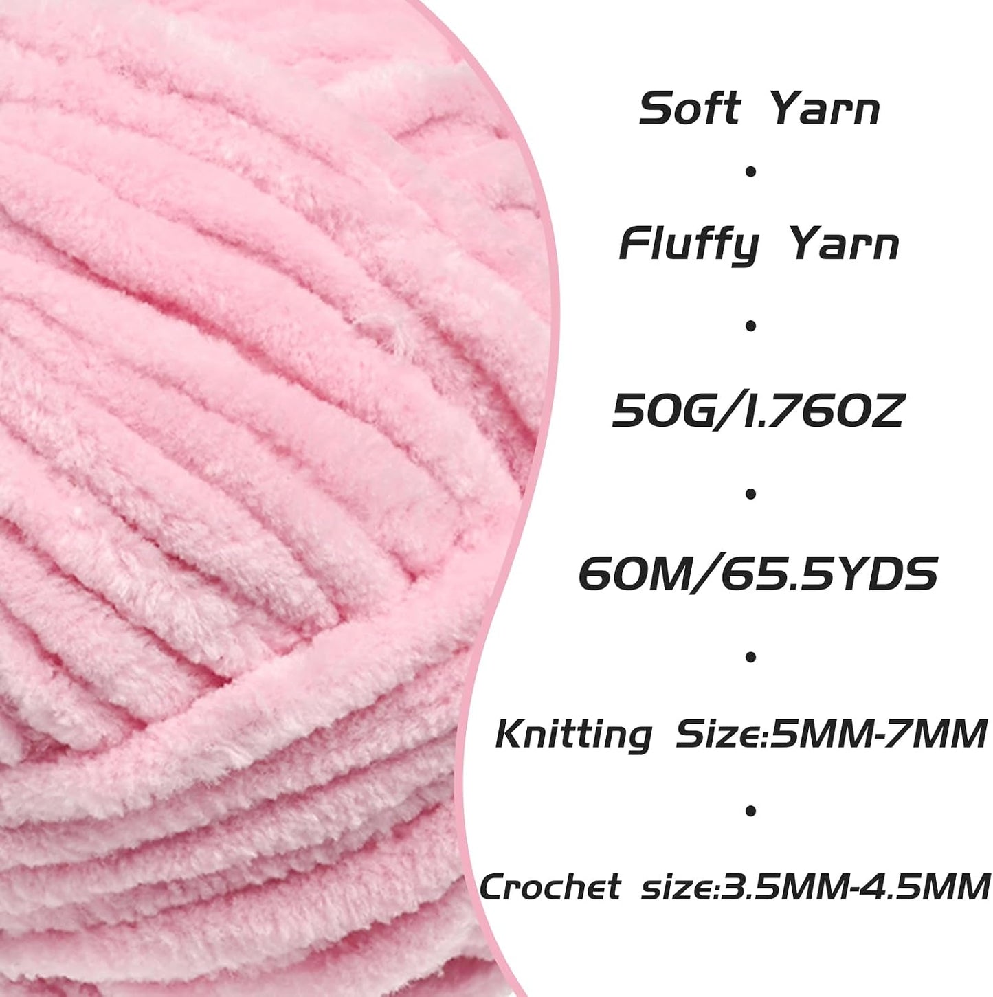 3 Pack Peach Pink Fluffy Velvet Yarn for Crocheting, Chunky Chenille Baby Blanket Yarn for Crochet, Soft Fuzzy Puzzle Yarn for Knitting, (50g/1.77oz Each) Bulky Thick Amigurumi Crochet Yarns