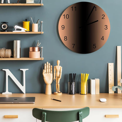 Ombre Abstract Gradient Coral Pink and Black Wall Clock Battery Operated Non-Ticking 12" Round Wood Clocks, Kitchen Wall Clock for School Bathroom Living Room Home Office Wall Decor