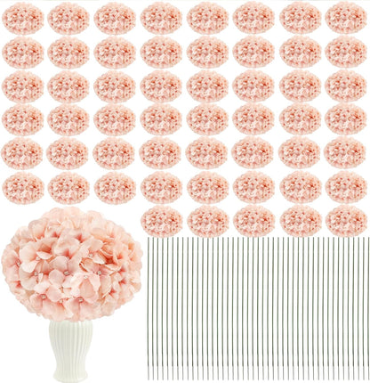 Peach Hydrangea Artificial Flowers Silk Flower Bulk 104 PCS