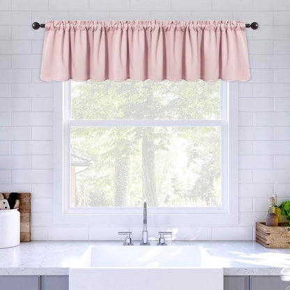 MIULEE Spring Blackout Window Valance for Bedroom Kitchen Bathroom Living Room Darkening Rod Pocket Curtain Valance, Thermal Insulated Window Treatment 1 Panel, 52 x 18 Inches, Light Pink