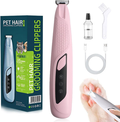 Dog Paw Trimmer with LED Light,Dog Grooming Kit & Pet Micro Precision Trimmer,Safety Electric Clipper,18 mm Widen Blade,35dB Low Noise,Cordless Hair Trimmer for Paws, Ears, Face, Rump,Pink