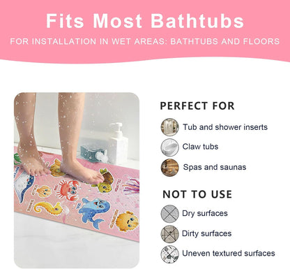 XIYUNTE Baby Bath Mat for Tub Non Slip Kids Bath Mat - 40"x16" Extra Long Bathtub Mat Non Slip Kids, Eco-Friendly Toddler Bath Mats with Suction Cups for Secure Grip, Easy to Clean & Easy Drying