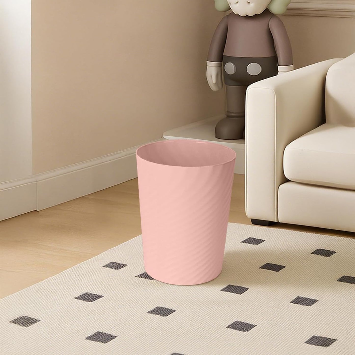 Small Plastic Trash Can - 1.8 Gallon - Pink - Wastebasket Garbage Can Container - Bathrooms, Laundry Room, Kitchens, Offices