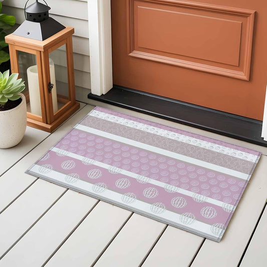 Farm Fruits 2' x 3' Area Rugs for Entryway, Washable Bathroom Mat Rugs with Rug Tape, Watermelon Lemons Peach Pink Grey Striped Accent Indoor Outdoor Doormat for Front Door Kithcen Dorm