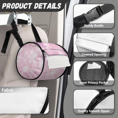 Pink Bathroom Hanging Toilet Paper Tissue Holder Wall Mounted Tissue Towel Roll Holder with Adjustable Strap Easy Installation,Cherry Blossom
