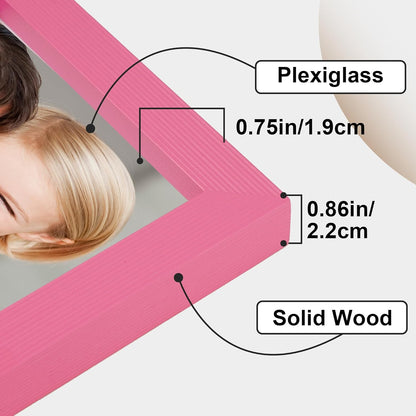 6x8 Picture Frame for Wall Hanging or Tabletop Display, Wall Mounting Horizontally or Vertically,Photo Frame with HD Plexiglass for Photos, Posters & Art Prints,Cherry Pink,Frame,2 Pack