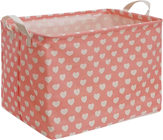 MAIZMZ Girls Storage Basket Pink Valentine's Day Gifts Basket Waterproof Organizer Nursery Bins Toy Box for Organizing Home/Dorm/Kitchen/Pet/Office/Closet/Shelf/Room Decor