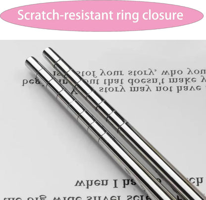 Reusable Stainless Steel Chopsticks with Travel Case, 9 in Dishwasher Safe Chopsticks for Bento, Picnic & Office (Pink )