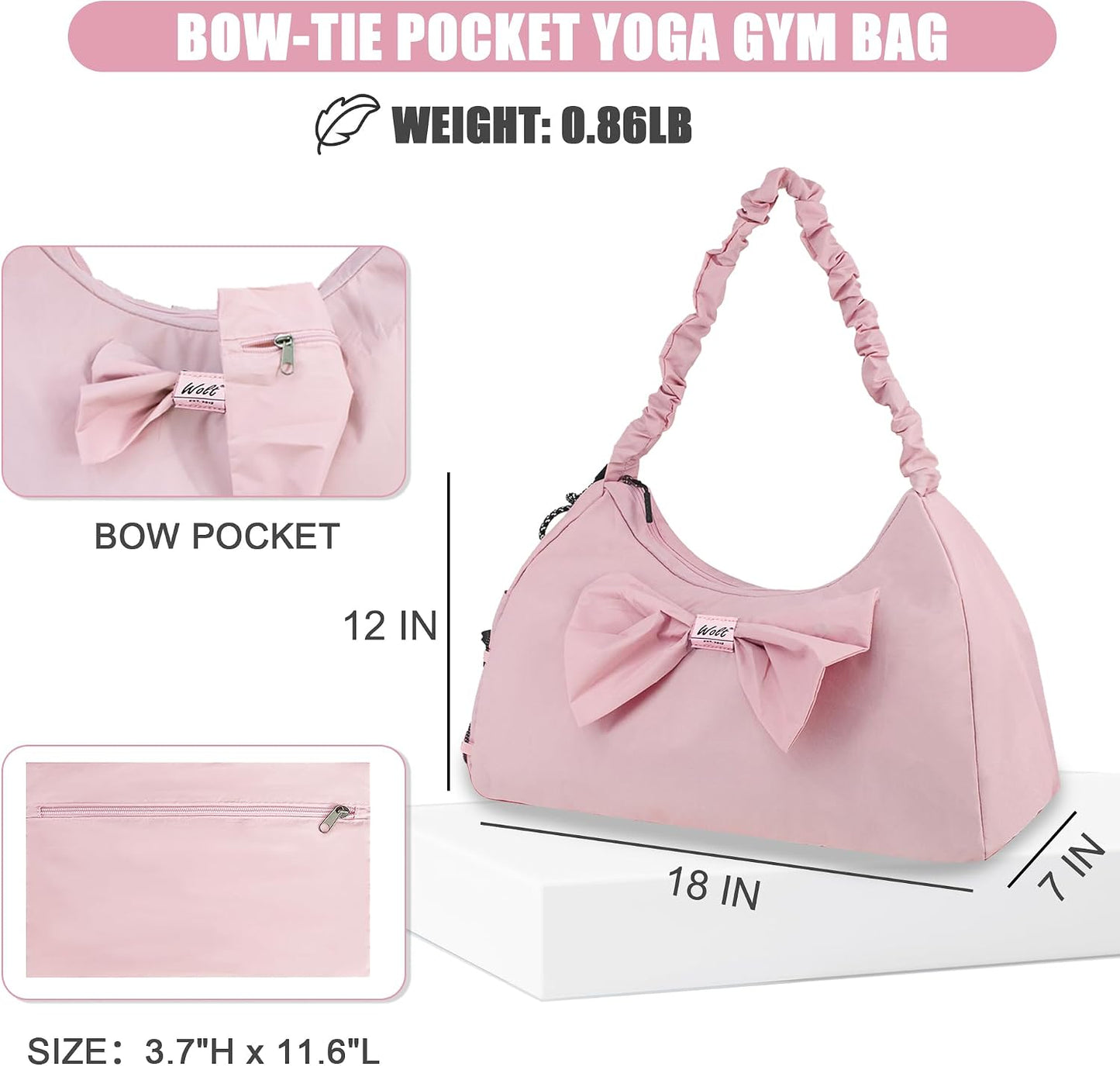 WOLT Gym Bag For Women, Yoga Mat Bag with Shoes Compartment, Wet Pocket and Water Bottle Pocket
