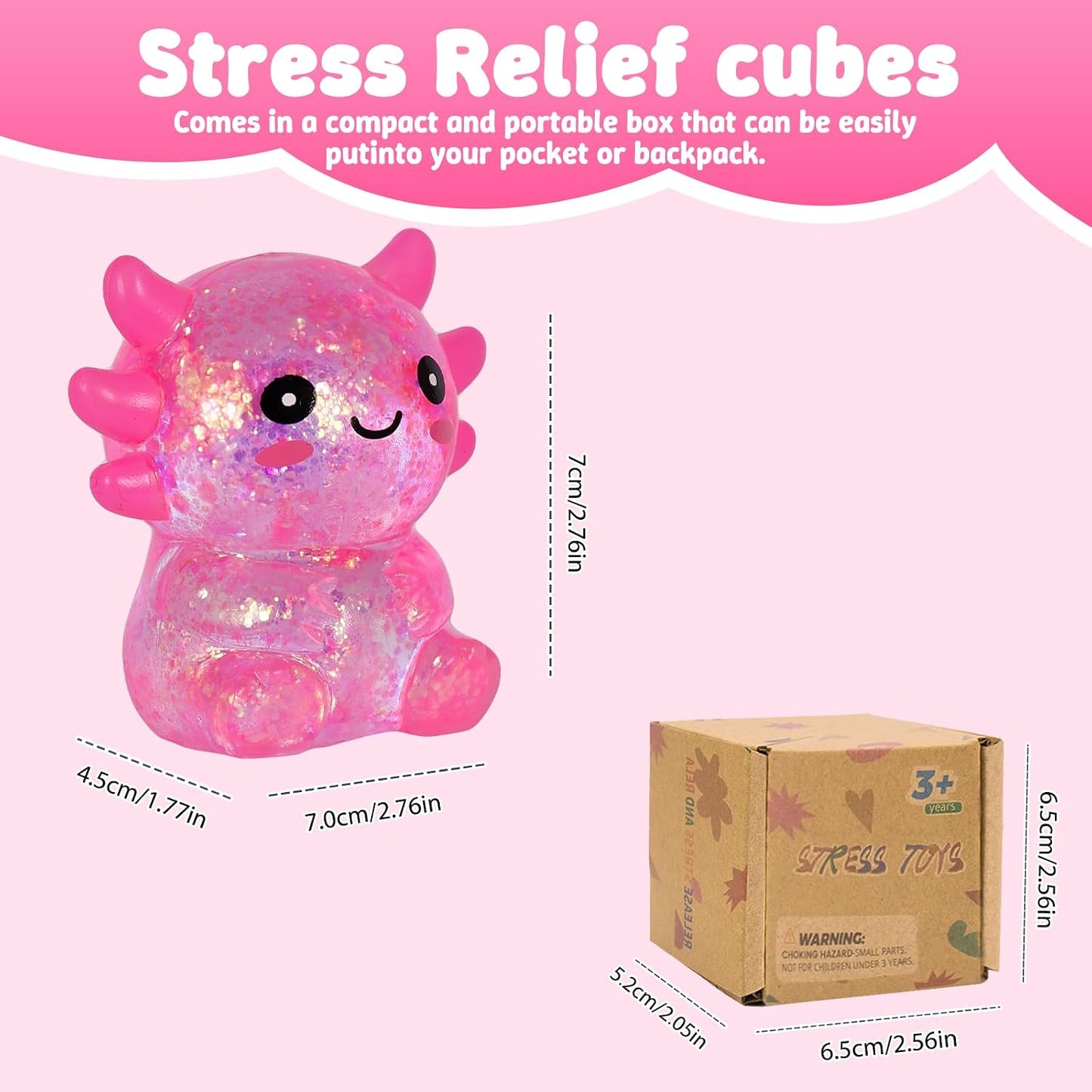 Squishy Toys Axolotl Squeeze Toy, Soft Sensory Squishy Toys for Stress Relief and Autism Support, Slow Rising Handheld Squishy Toys for Boys Girls Age 3+ (Pink)