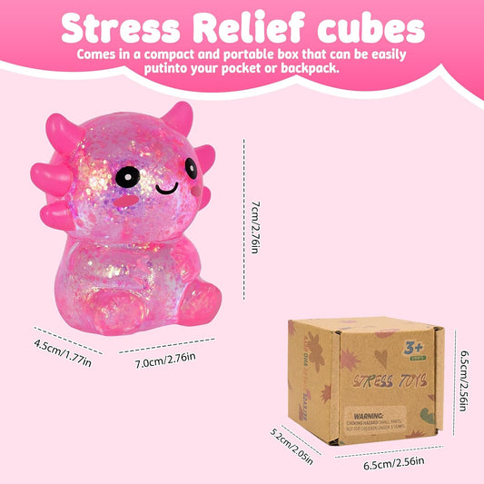 Squishy Toys Axolotl Squeeze Toy, Soft Sensory Squishy Toys for Stress Relief and Autism Support, Slow Rising Handheld Squishy Toys for Boys Girls Age 3+ (Pink)