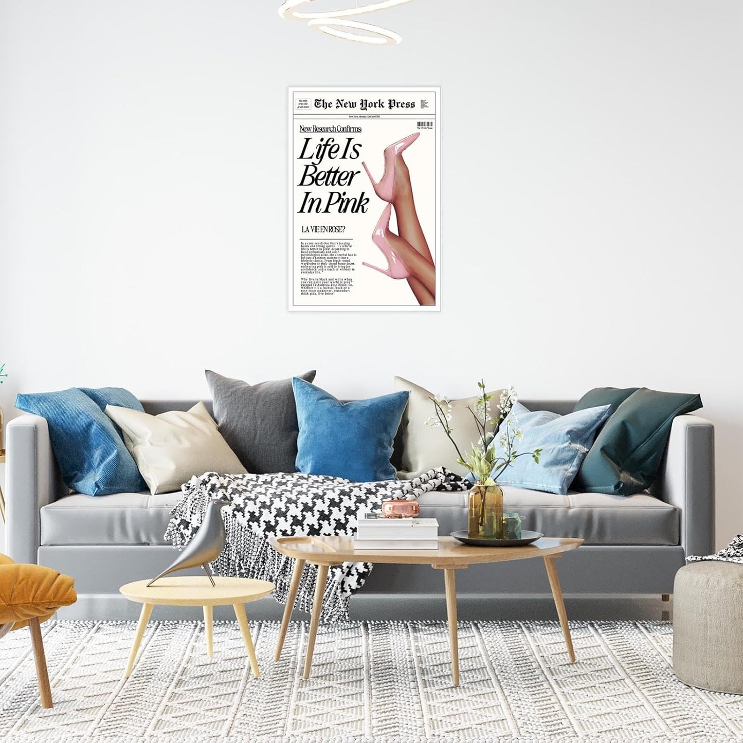 Trendy Baby Pink Poster Funny 70s Posters The New York Press Wall Art Life Is Better in Pink Hot Girl Canvas Prints Preppy Aesthetic Decor for Cool Girly Bedroom Room Home Dorm 8x12inch Unframed