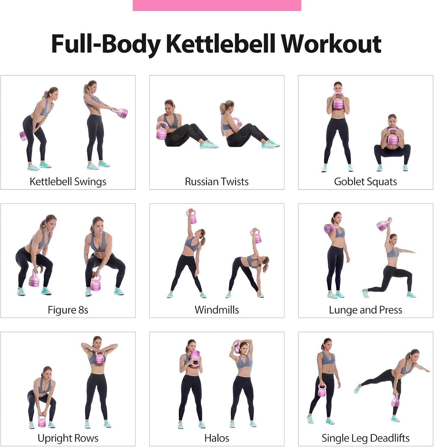 TopMade Adjustable Kettlebell Weights Set Cast Iron Exercise Fitness Kettle Ball Grip 5, 8, 9,12lb Free Weight Men Women Kettlebells for Home Gym Workout Ballistic, Core,Strength Training