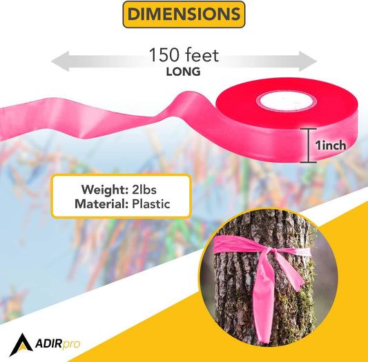 AdirPro 12 Pack Fluorescent Flagging Tape - Multipurpose Neon Marking Tape - Great Visual Labeling & Tagging for Home & Workplace Use (Fluorescent Pink, 150 feet)