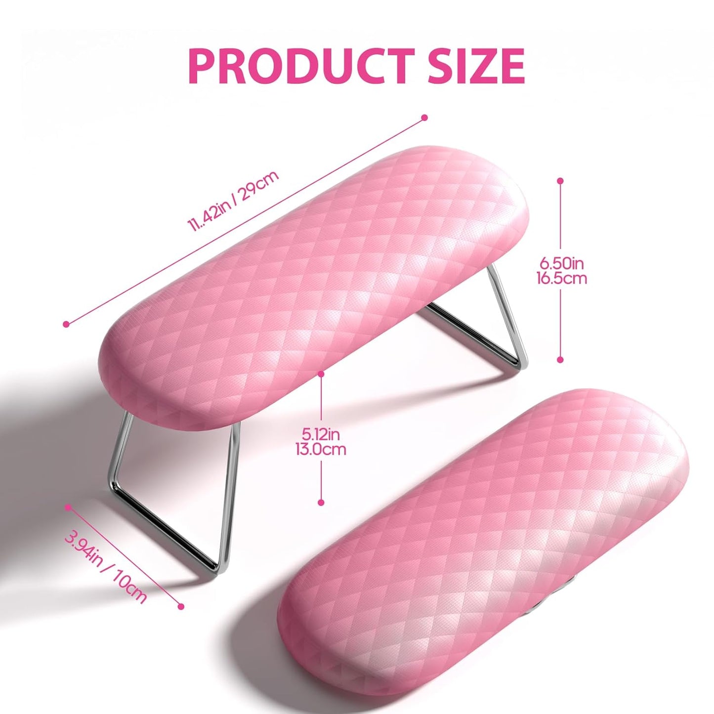 AORAEM Nail Arm Rest, Microfiber Leather Manicure Hand Pillow Professional Nail Rest Cushion Table Desk Station for Salon Use (Pink)