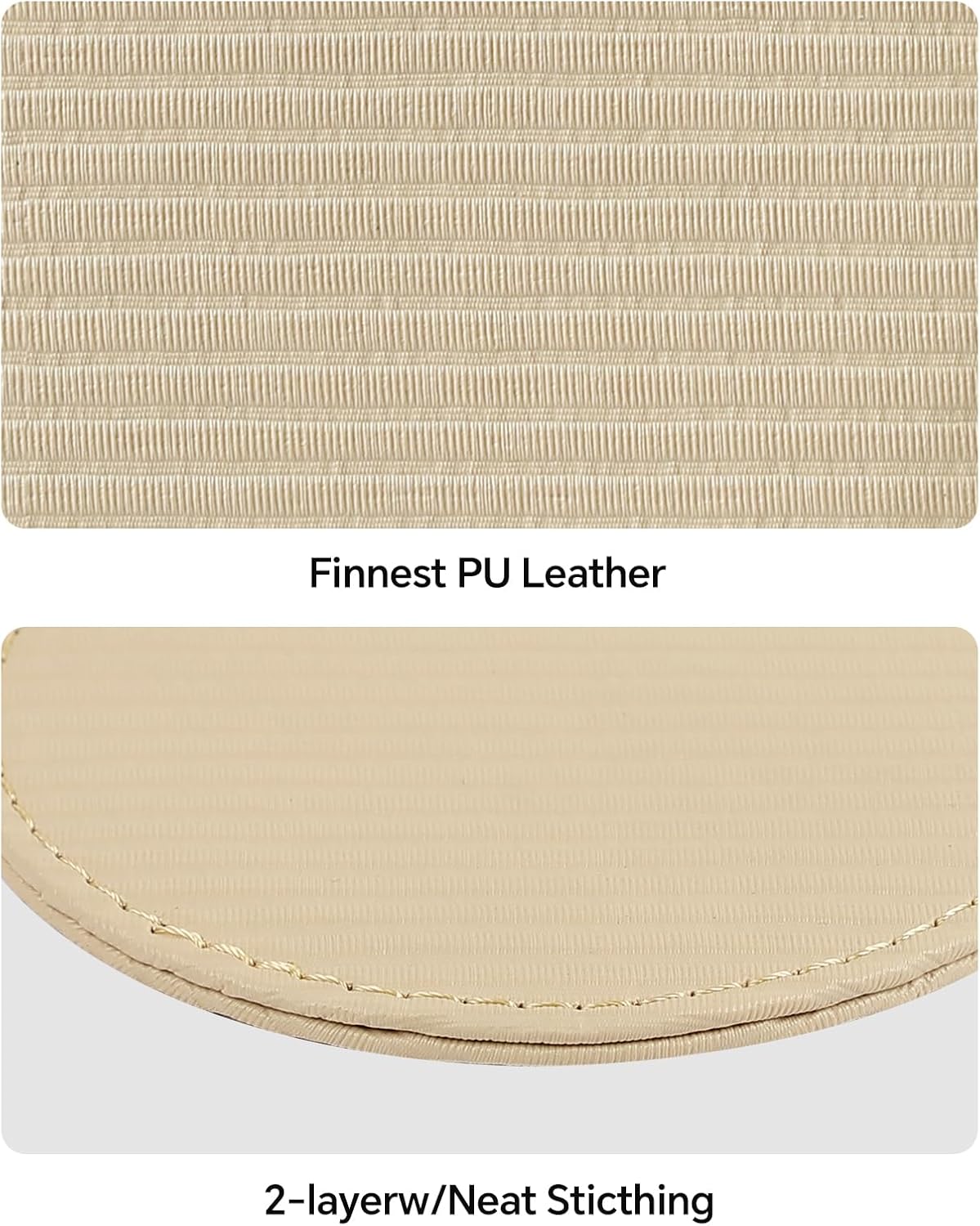 Leather Coasters Set of 6 with Holder, Tabletop Protection, Coffee Table & Bar Decoration, Modern-Style Drink Coasters Suitable for Home Dining Tables & Kitchen Accessories (Beige Stripe)