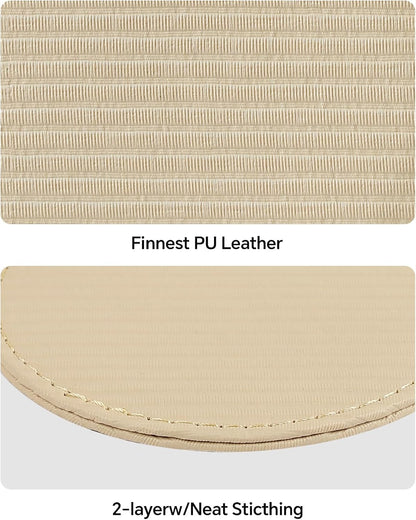 Leather Coasters Set of 6 with Holder, Tabletop Protection, Coffee Table & Bar Decoration, Modern-Style Drink Coasters Suitable for Home Dining Tables & Kitchen Accessories (Beige Stripe)