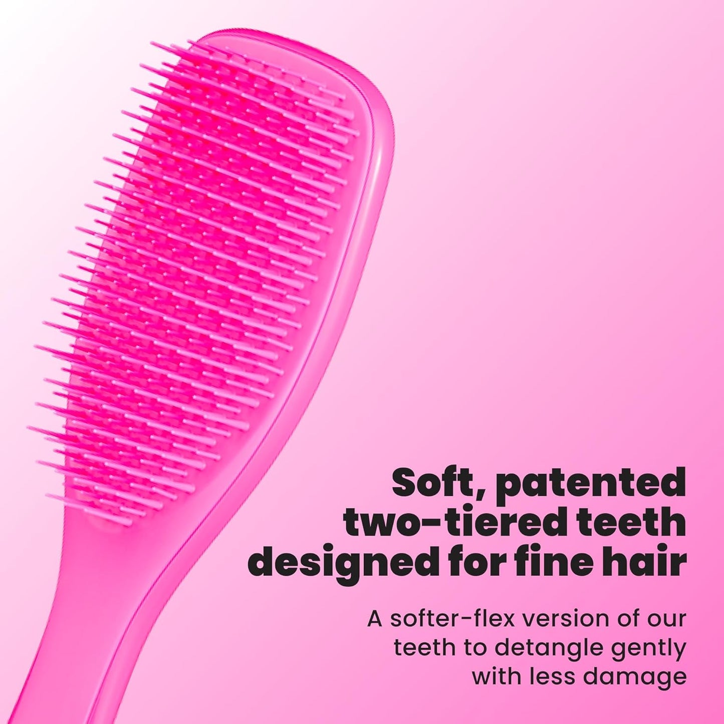 Tangle Teezer Fine Ultimate Detangler Brush, Dry & Wet Hair Brush to Detangle & Reduce Breakage for Fine Hair Types, Runway Pink