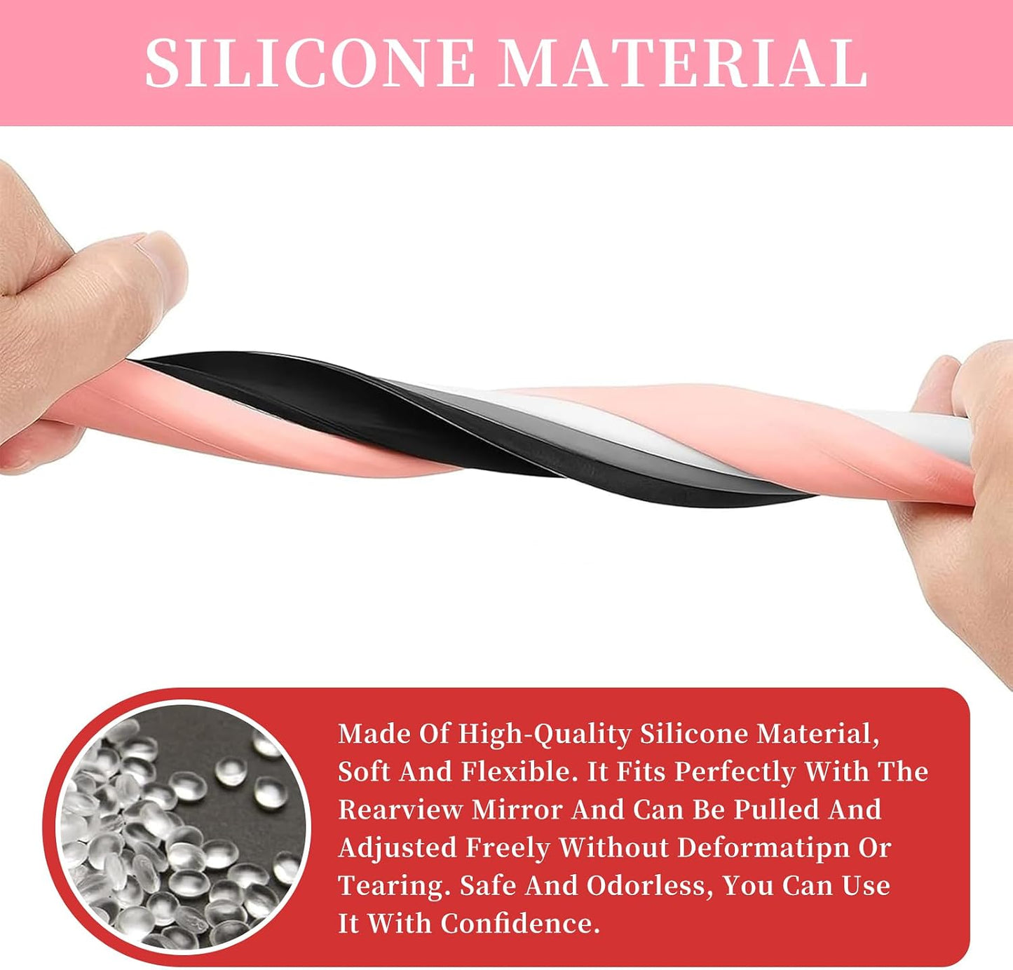 Car Rear View Mirror Protector Frame, Silicone Auto Rearview Edge Protection Cover Compatible with Model 3 Model Y, Interior Rear View Trim Frame Decoration, Car Accessories (Pink)