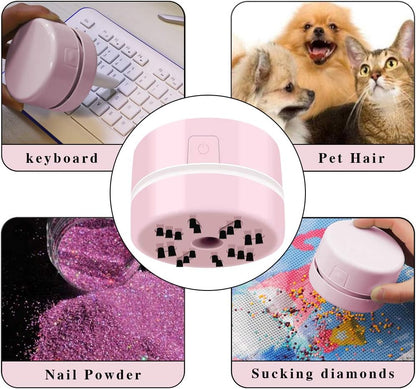 BLOCE Diamond Tools, Diamond Accessories for Diamonds, Desk Accessories Hand-Held Vacuum Cleaner, Desk Vacuum Cleaner Mini (Pink)