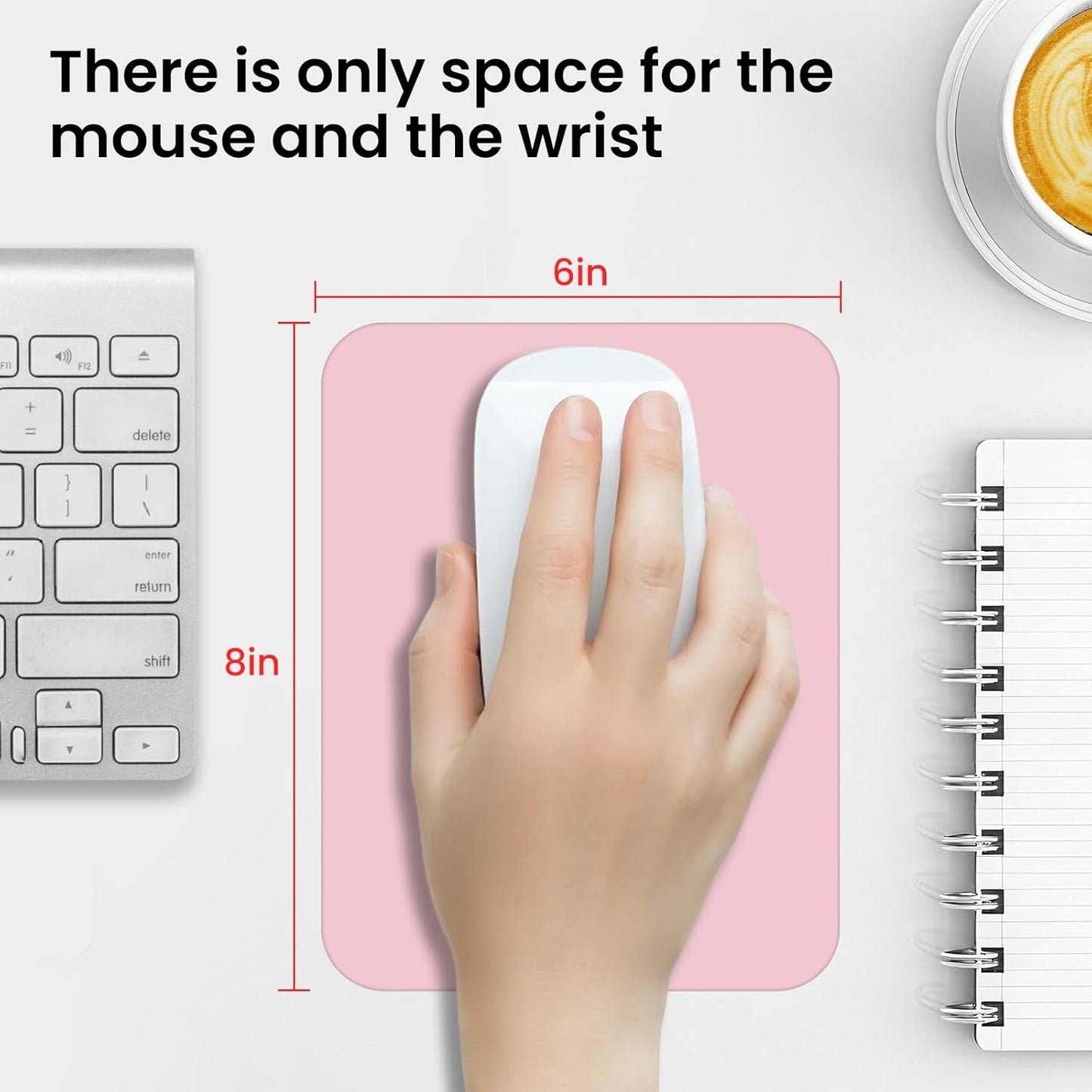 Small Mouse Pad 6 x 8 Inch, Horizontal and Vertical Flexible use. Great for Traveling, Wireless laptops, Keyboard Trays, Offices, etc. (Pink)