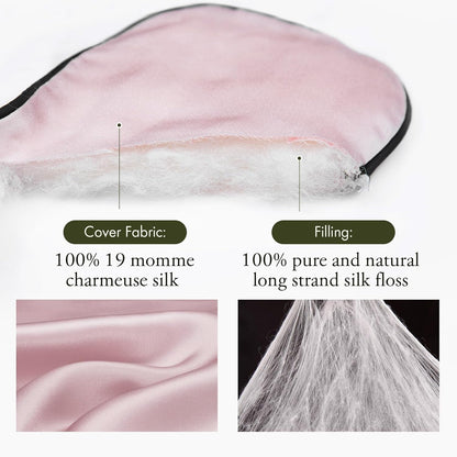 LILYSILK 100% Silk Sleep Mask-Blindfold with Elastic Strap 2 Pack with Ear Plugs, Soft and Comfortable Night Eye Mask for Men Women, Eye Blinder for Travel/Sleeping/Shift Work, Black+ Pink