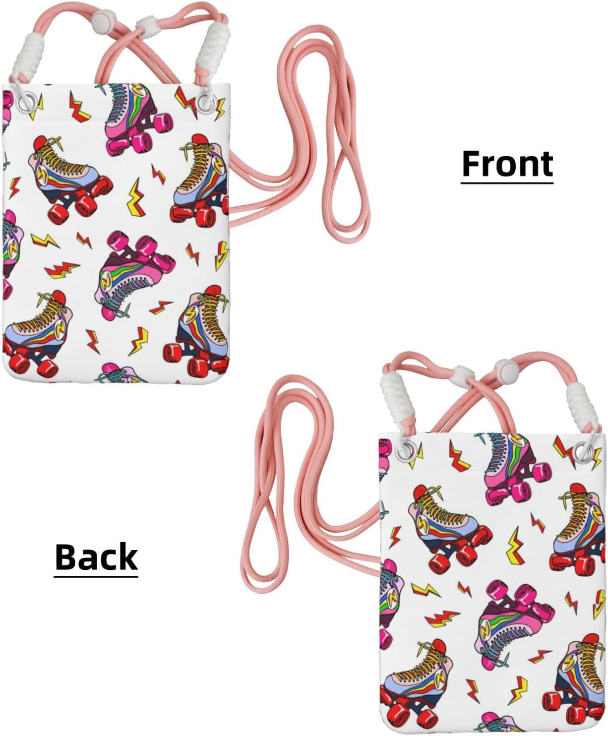 Colorful Roller Skates Print Small Crossbody Bags for Women Lightweight Phone Bag Purses Adjustable Strap