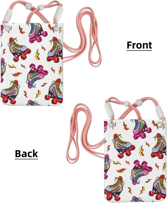 Colorful Roller Skates Print Small Crossbody Bags for Women Lightweight Phone Bag Purses Adjustable Strap