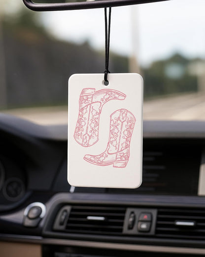 Pink Western Car Air Freshener 4 Pcs Coconut Scented, Coquette Preppy Pink Cowgirl Car Accessories Mirror Decor for Women, How Lucky are We Hanging Air Freshener for Cars Closet Drawer Books