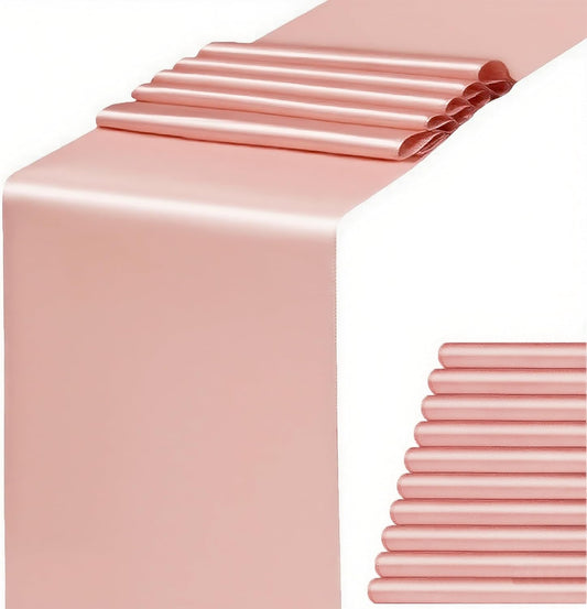 Pack of 10 Satin Blush Pink Table Runners 12 x 108 Inches - WENSINL Blush Table Runner for Party Wedding Birthday Banquet Baby Shower Engagement Anniversary Meeting Event Dining Room Decoration