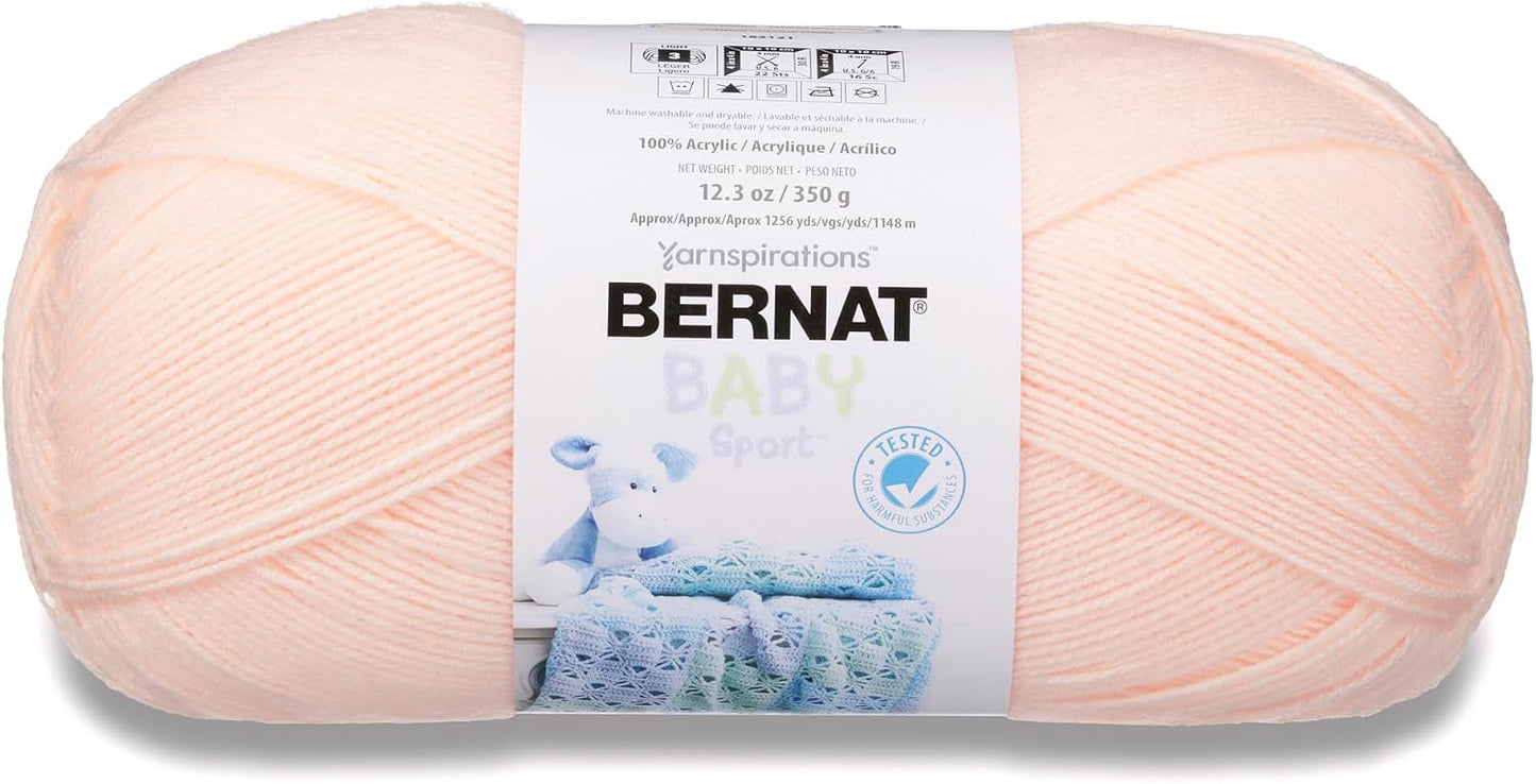 Bernat Baby Sport BB Peach Blossom Yarn - 1 Pack of 12.3oz/350g - Acrylic - #3 Light - 1256 Yards - Knitting/Crochet